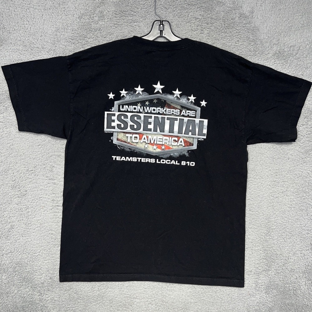 Teamsters Local 810 T Shirt Men 2XL XXL Black Essential Workers Union 2-Side USA